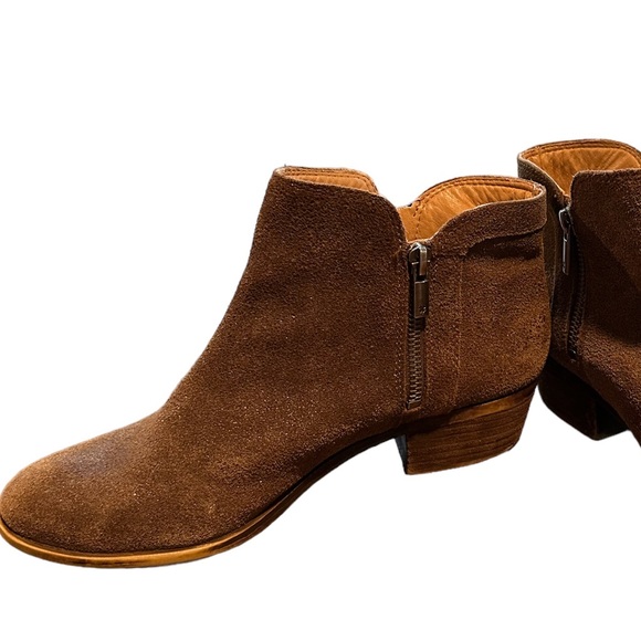 Lucky Brand LK Breah Double Zipper Brown Leather Booties Size 8.5 Style #E0195 - Picture 6 of 7